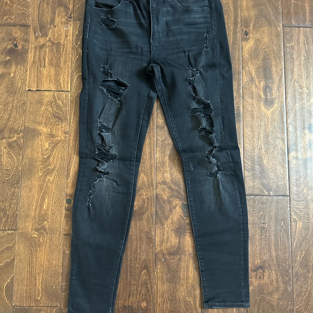 American Eagle Outfitters Black Distressed Jeggings